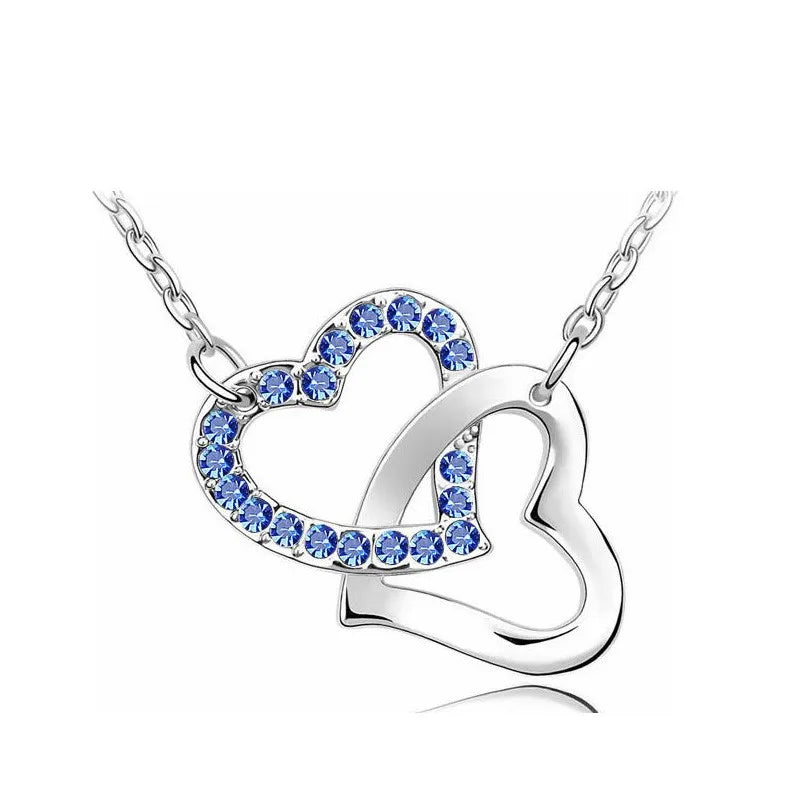 shine rhinestone Double Heart pendant necklace fashion jewelry wedding lover party top quality dropshipping romantic summer gift shine rhinestone Double Heart pendant necklace fashion jewelry wedding lover party top quality dropshipping romantic summer gift